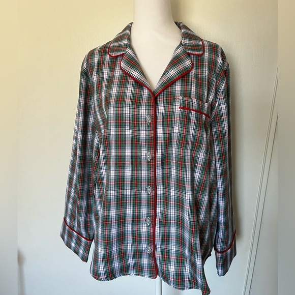 The Beaufort Bonnet Co 2 Pc Sleepwear Drawstring Button Down Plaid Large - Picture 1 of 7
